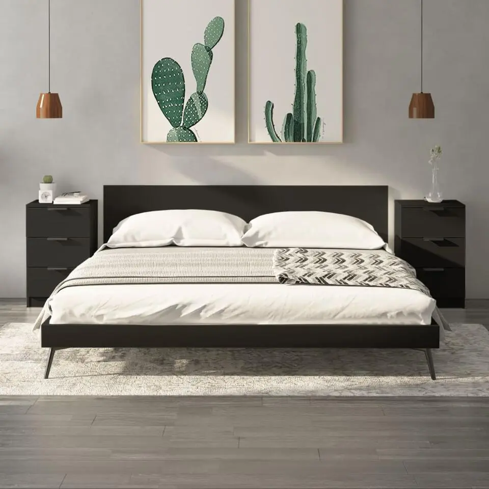 vidaXL - Nachtkastje - Zwart - Bewerkt hout - 2 stuks