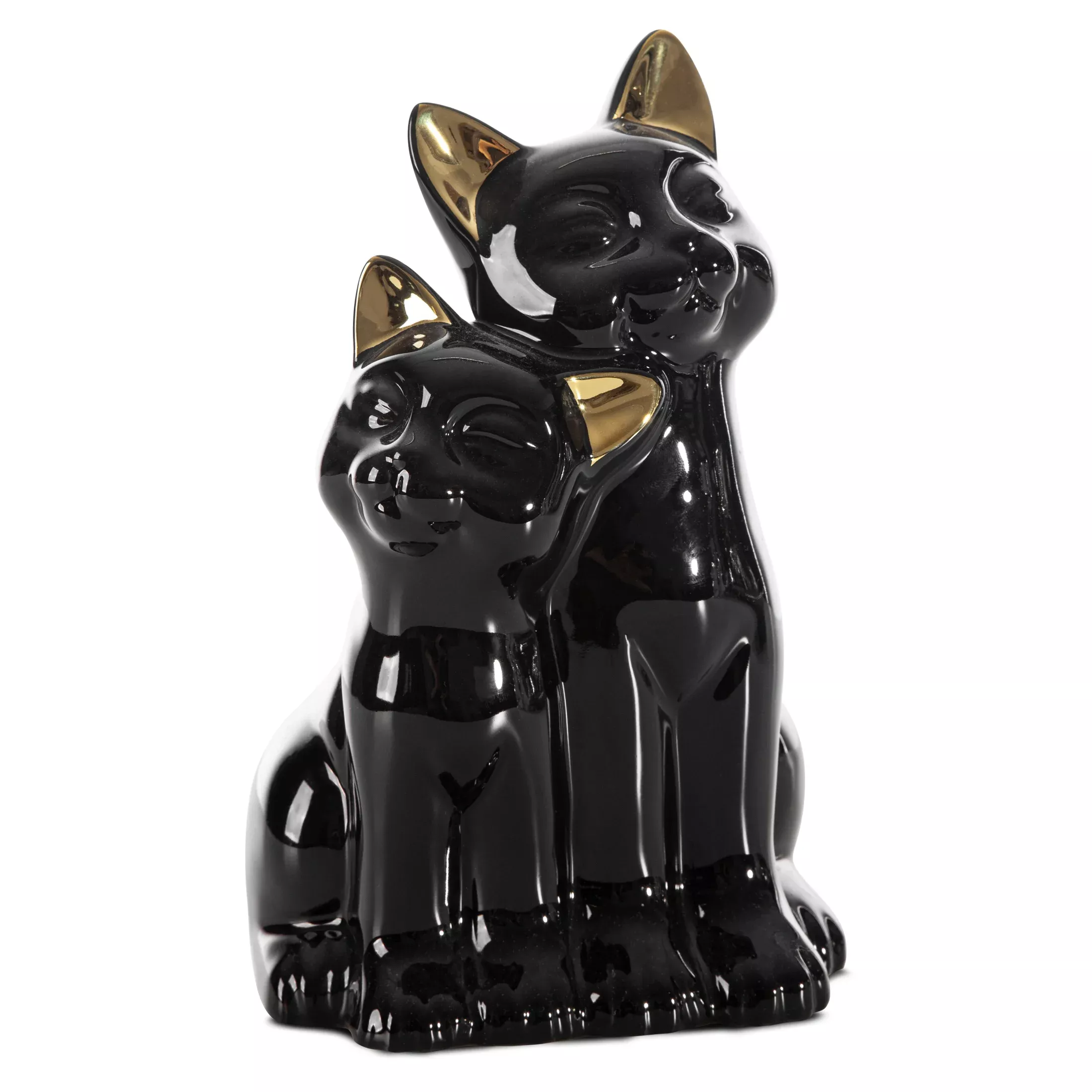 Figurka ceramiczna czarno-złota koty 14x12x22 cm