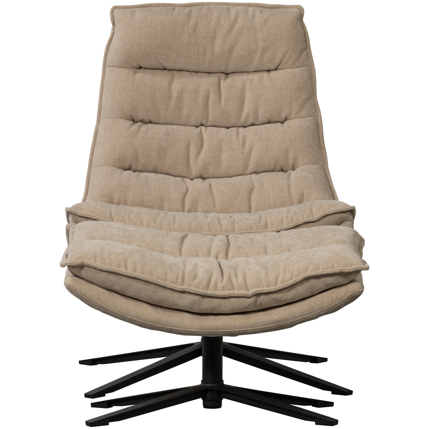 WOOOD draaifauteuil met hocker Kube - Chenille stof - Naturel