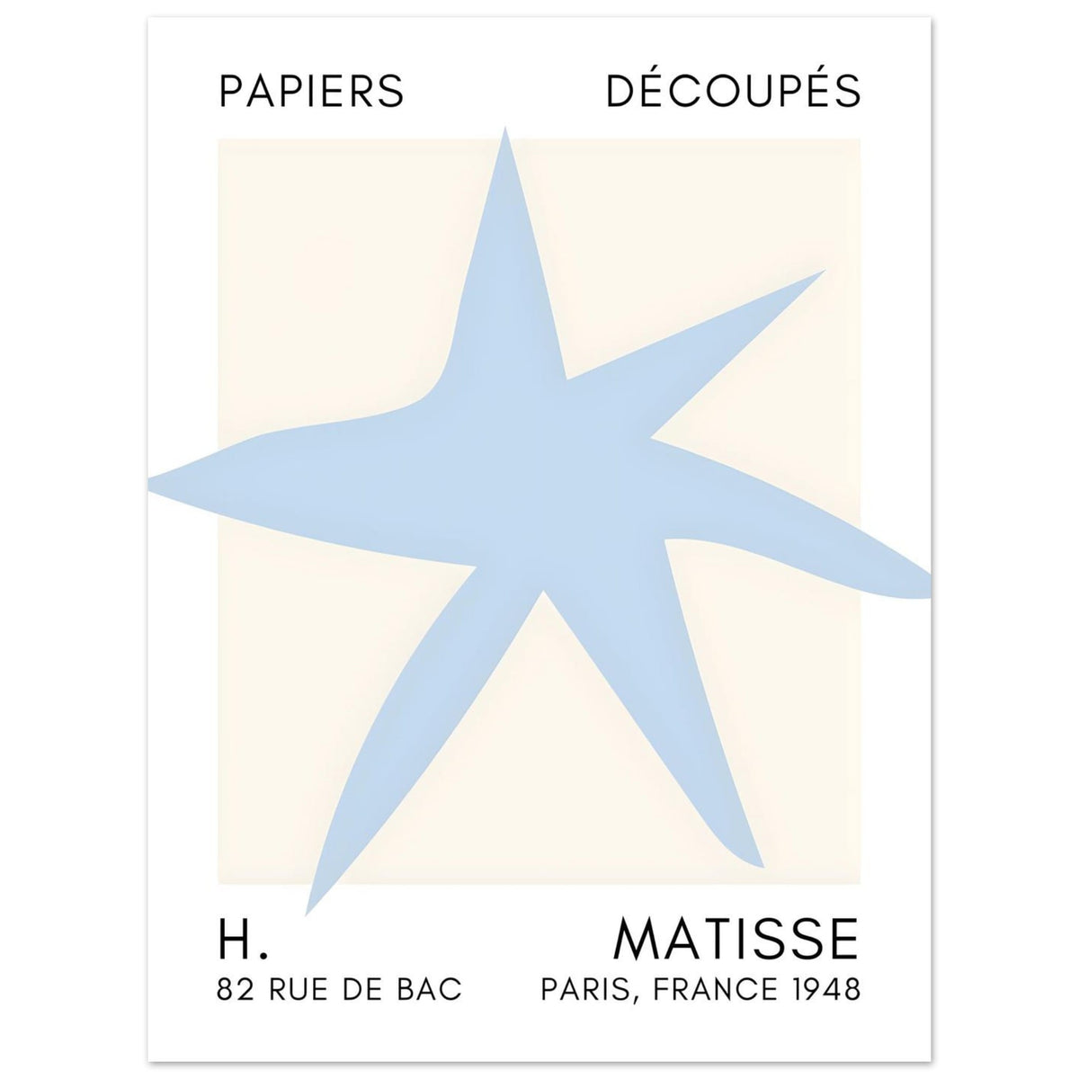 Artfulprints Poster Matisse – Star of the sea light blue  - 30x40 cm - Blauw