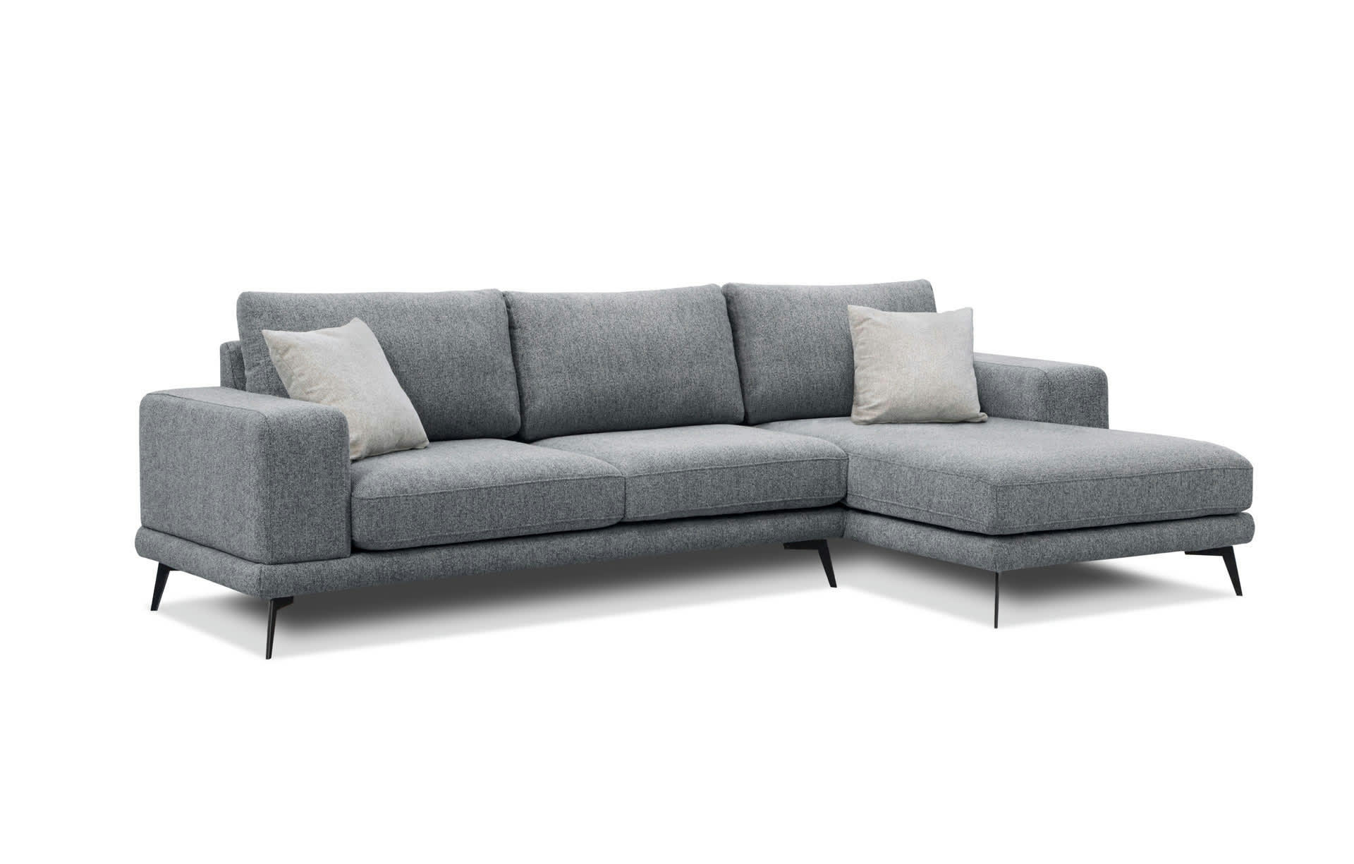 MEDIOLANE - Canapé d'angle droit 4 places tissu gris