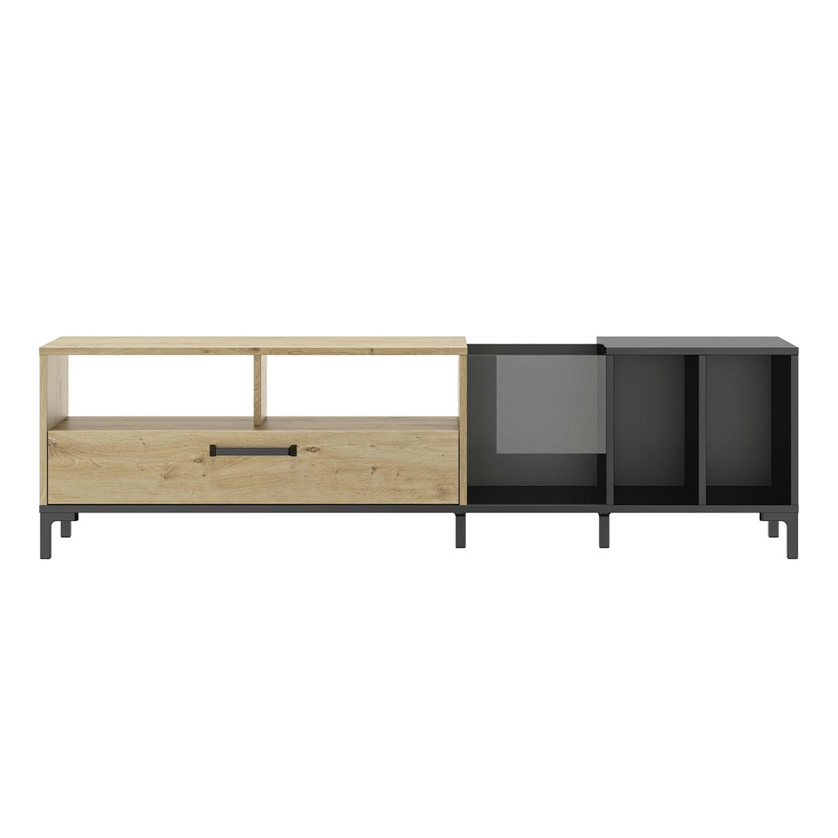 ARGUIN - Meuble tv vinyle 190cm noir naturel