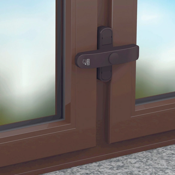 Fensterzusatzsicherung, braun, zinkdruckguss