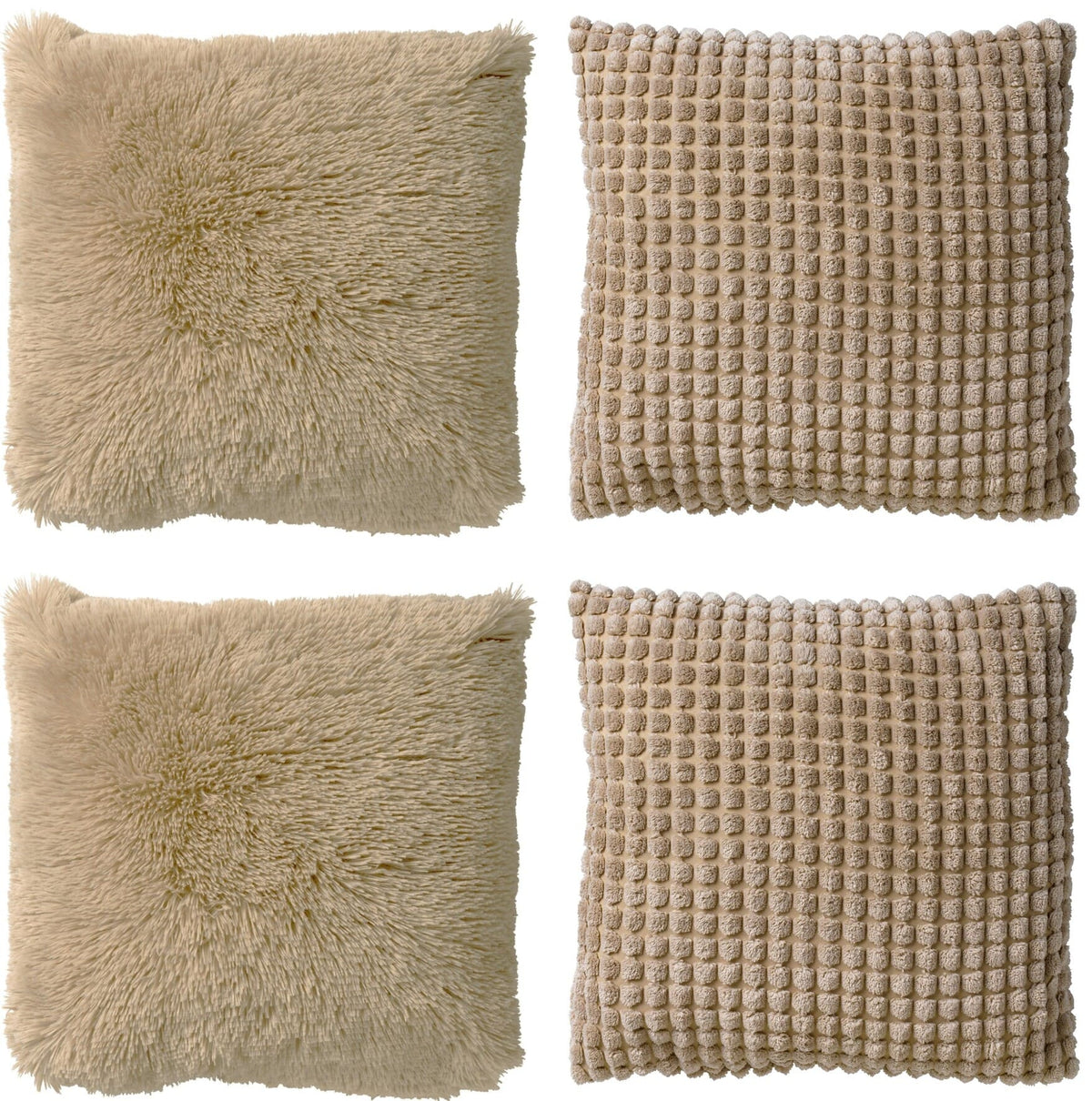 KUSSENSET - 4-delig - Cosy Favourites - 45x45 cm - inclusief binnenkussens - beige