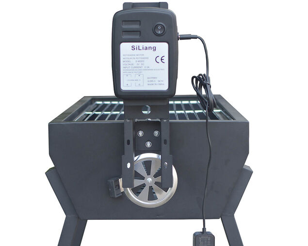 Billabong Portable Charcoal Spit Grill with Dual Power Option - 240V or 2 x 1.5V D Size Battery Operated (Batteries Not Included)