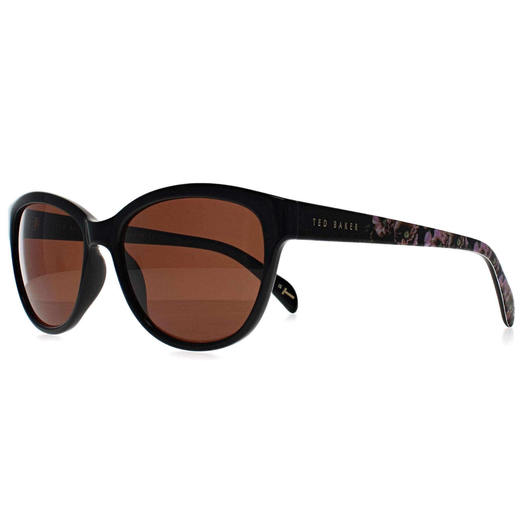Ted Baker Cat Eye Gloss Black Flowers Brown TB1605 Amie