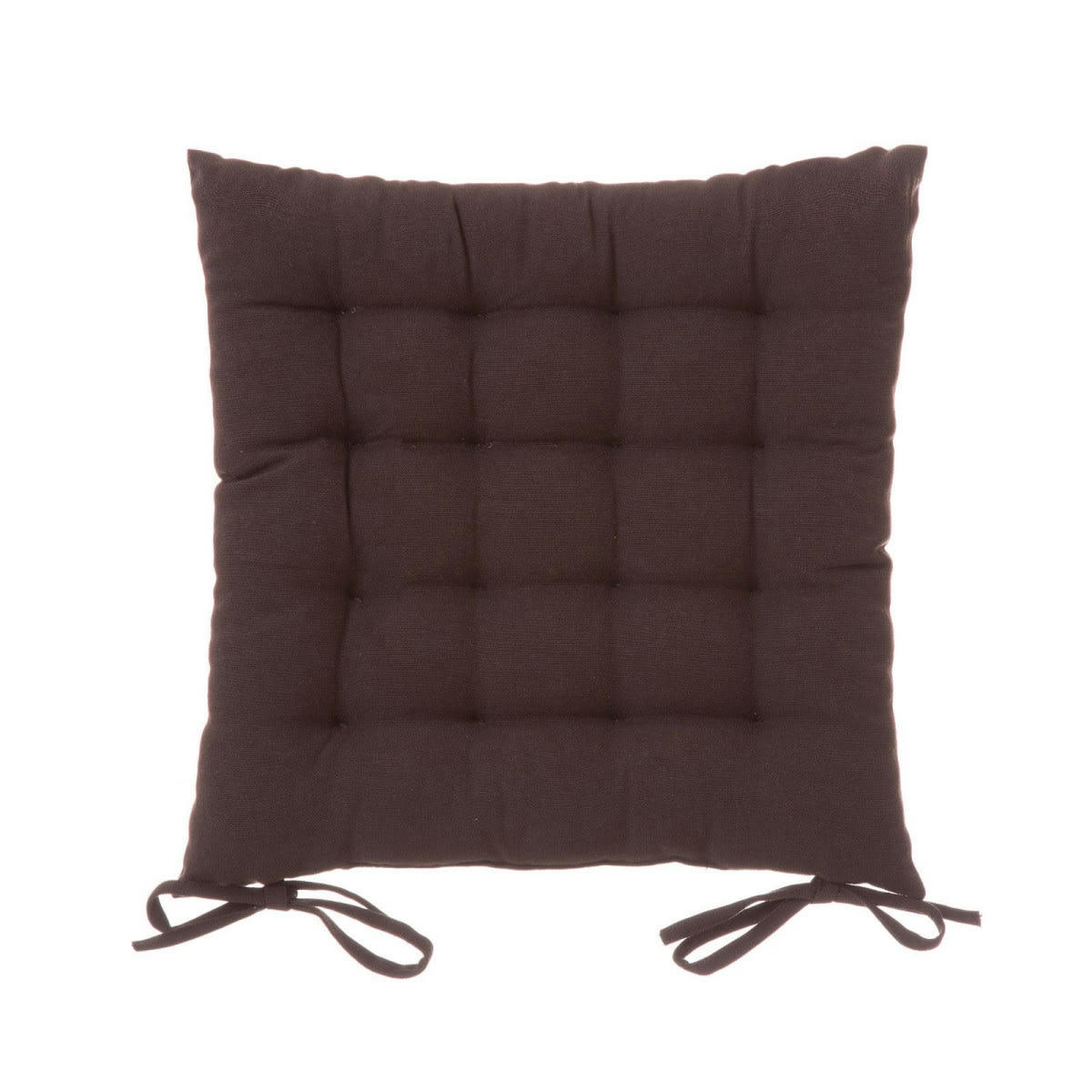 - Coussin de chaise carré marron chocolat - 35x35x7cm