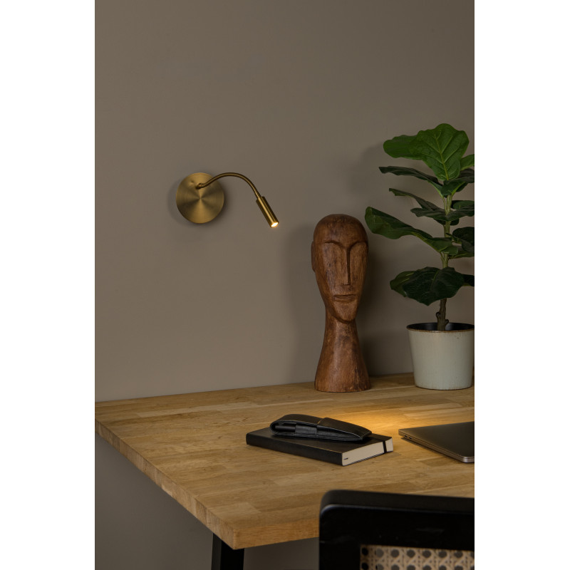 Lampe de chevet murale LED Jolijn sur batterie articulée dorée 2 W LUCIDE