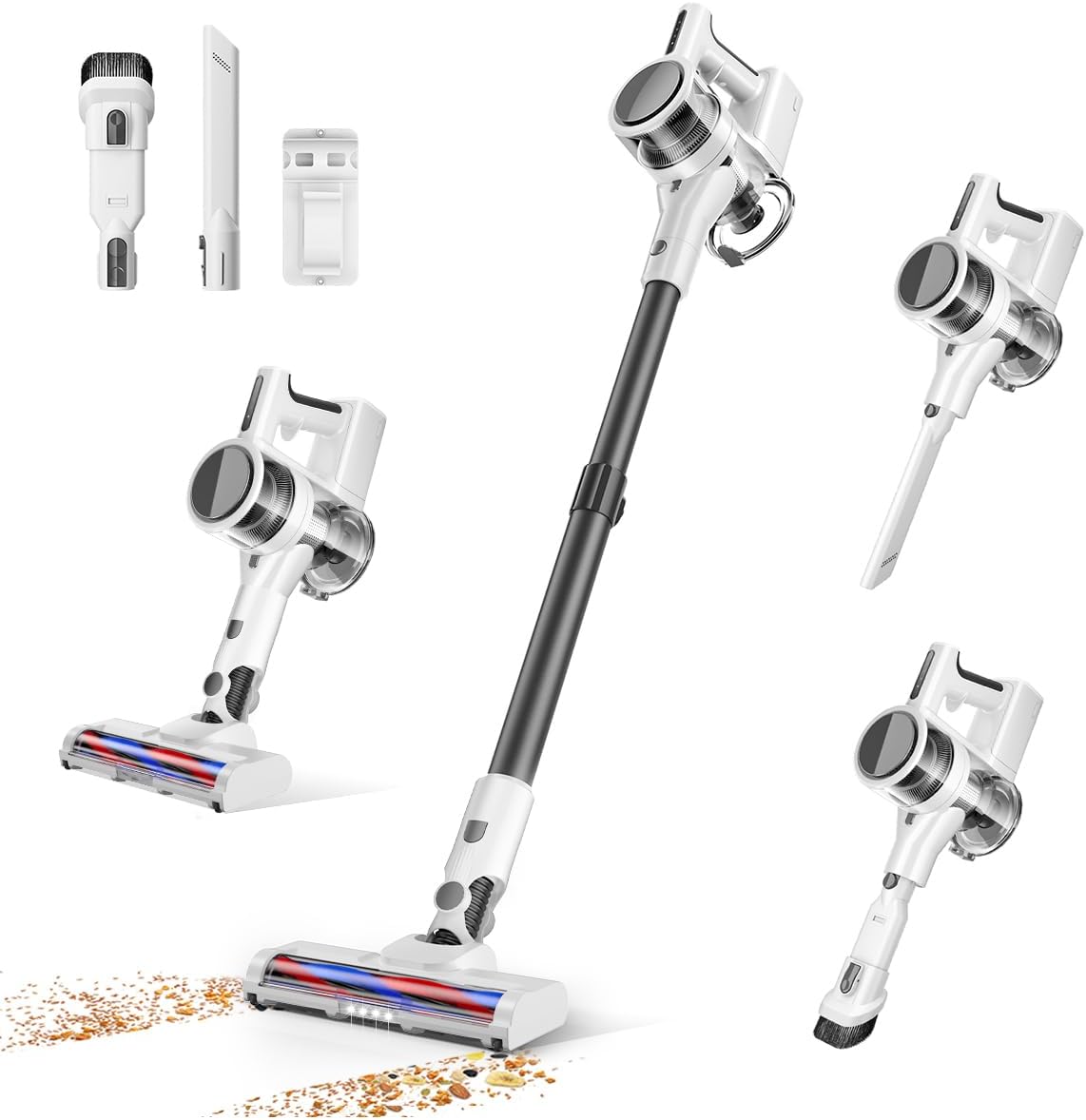 Cordless Vacuums, Detachable Parts Stick Vacuum (Pearl White)