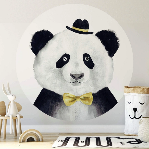 Vliestapete »Runde Vliestapete«, Pandabär Panda Teddy Bär, mehrfarbig, matt