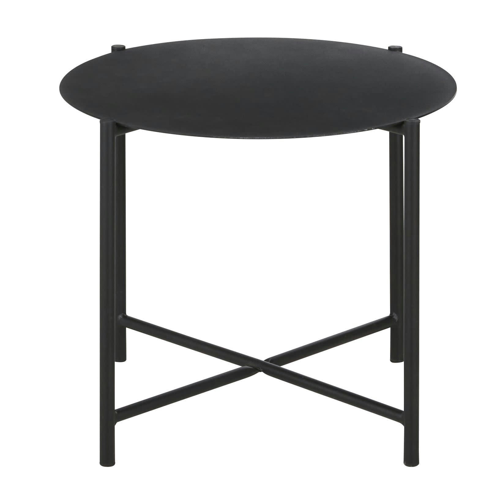 Calum - Table basse de jardin ronde en acier noir D54