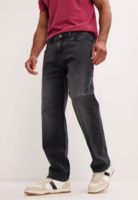 Mens Dark Grey Ollie Straight Leg Jeans
