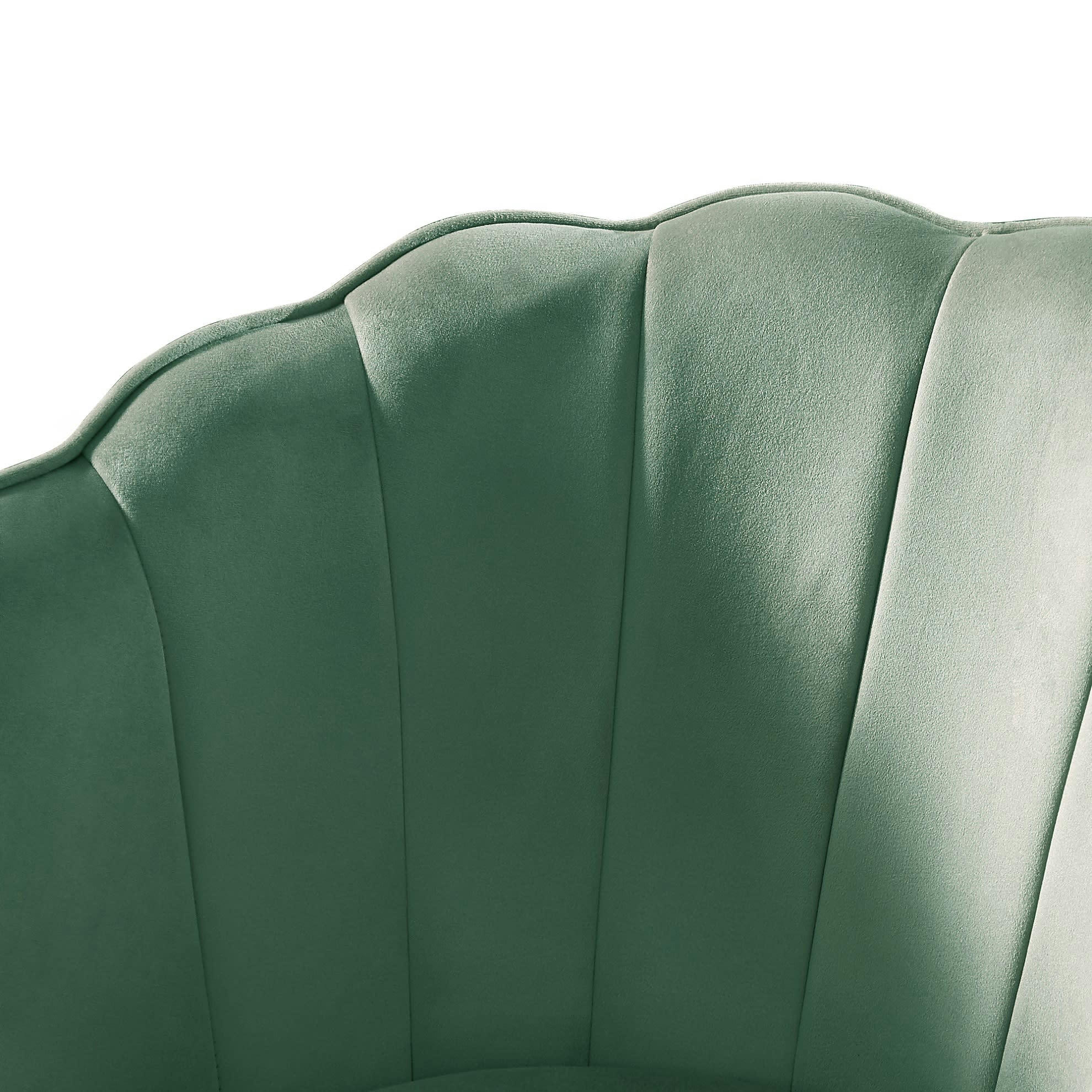 CALLISTA - Fauteuil  en velours vert avec pieds noir et doré