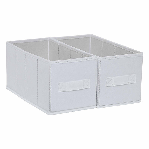 2 boîtes de rangement rectangulaires en textile Mixxit coloris blanc
