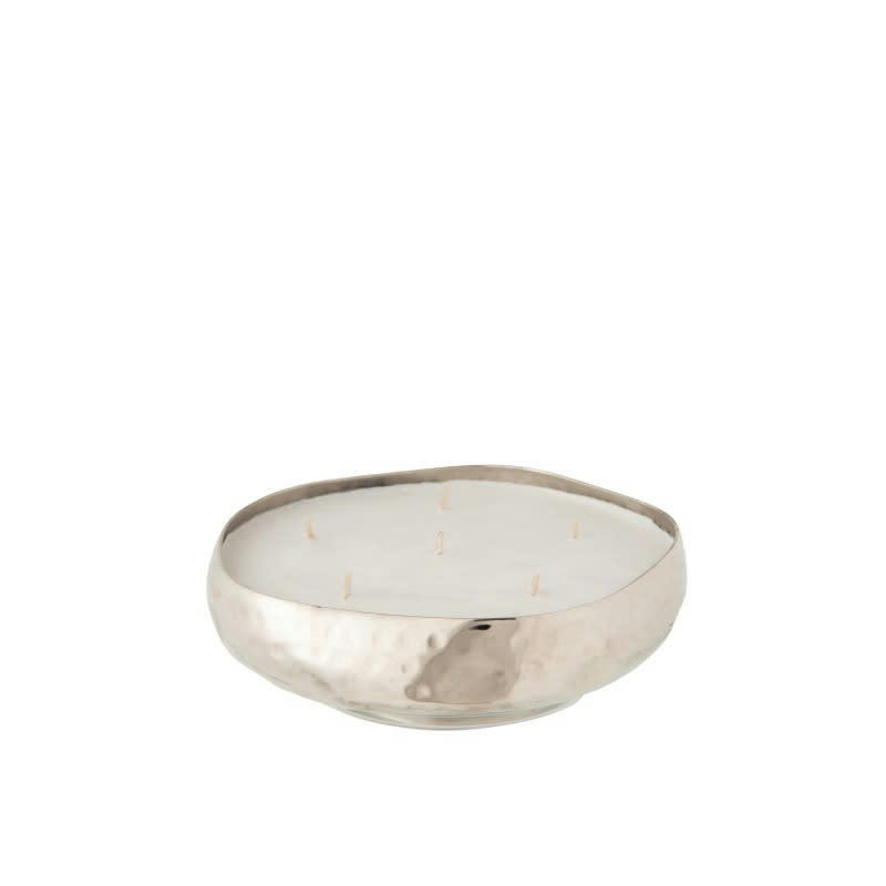 - Bougie parfumée dans pot en verre argent 19.5x19.5x4.5 cm