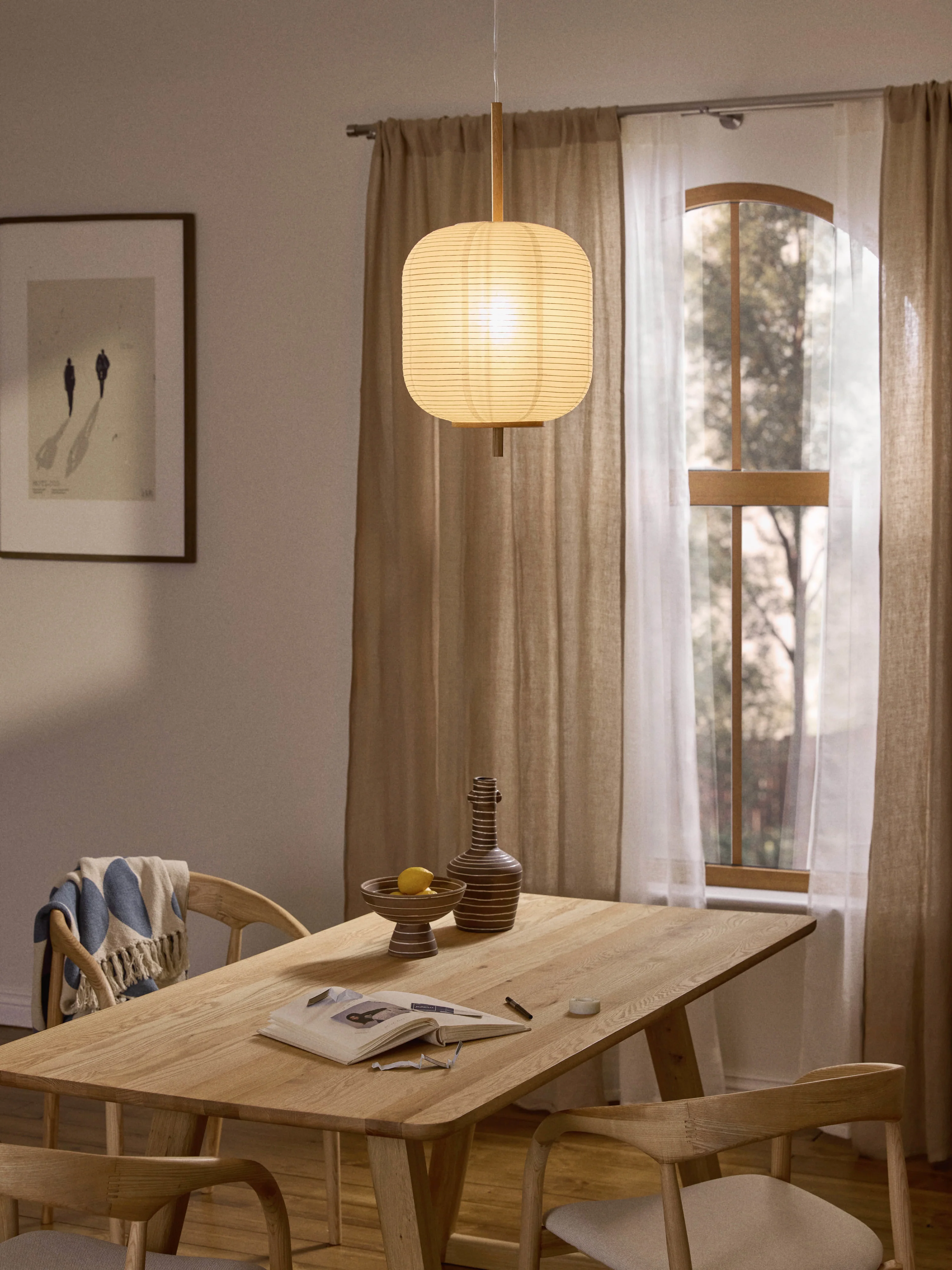 Design-Pendelleuchte Misaki aus Reispapier