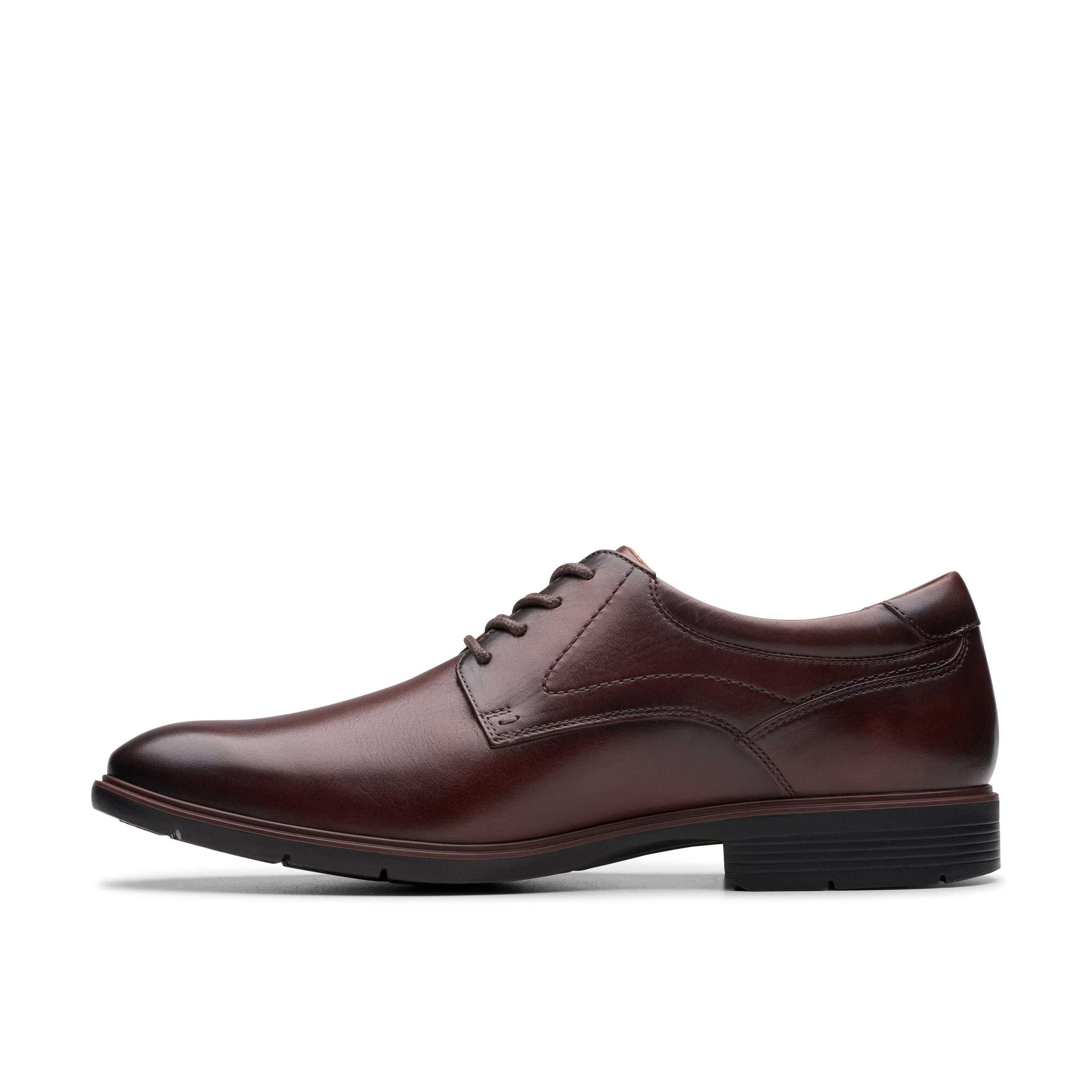 Clarks Eldredge Plain Dark Brown Leather Oxford Shoes,Lace Up