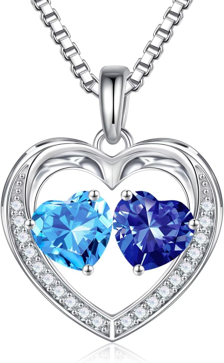 Iefil Easter Gifts for Women Wife - 925 Sterling Silver Birthstone Necklace, Anniversary Birthday Gifts for Women, Jewelry Gifts for Her Wife Mom Daughter