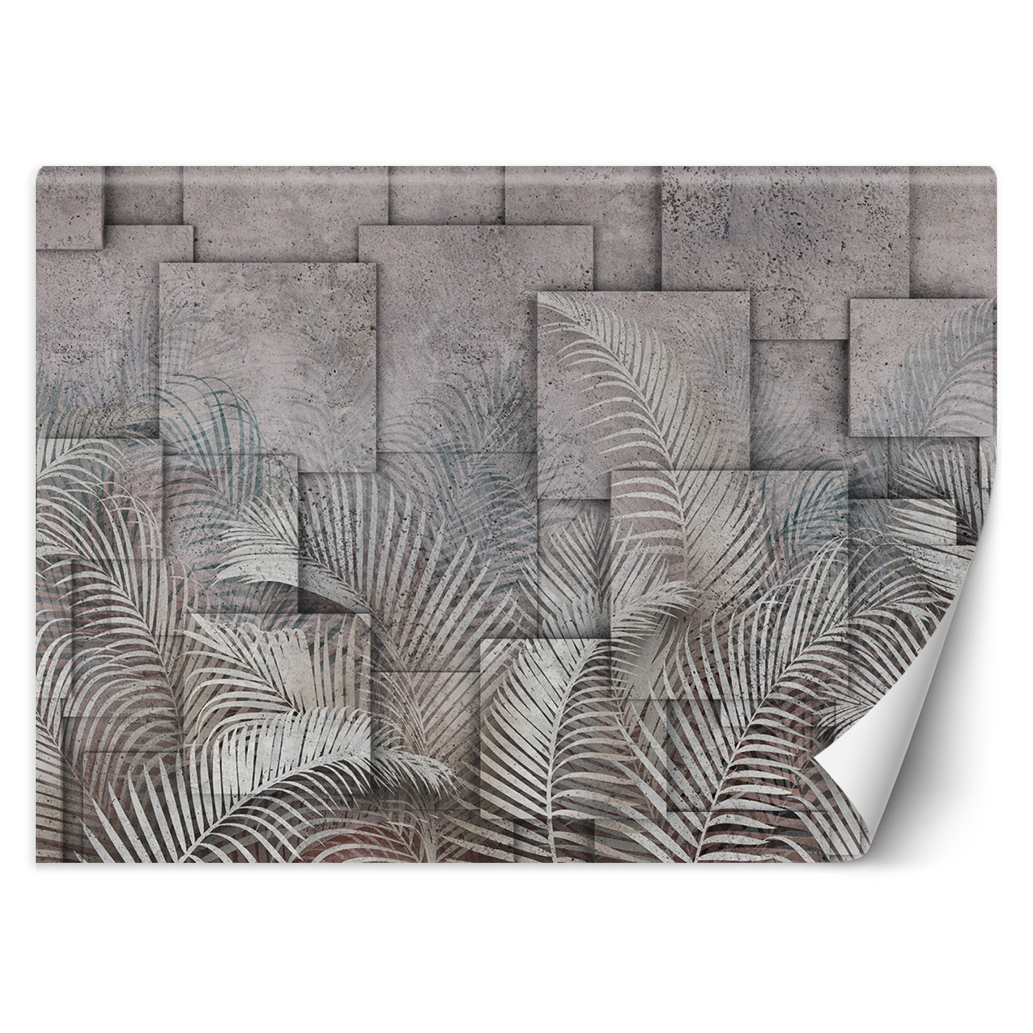 Feeby Fototapeta, Liście palmy 3D beton 150x105