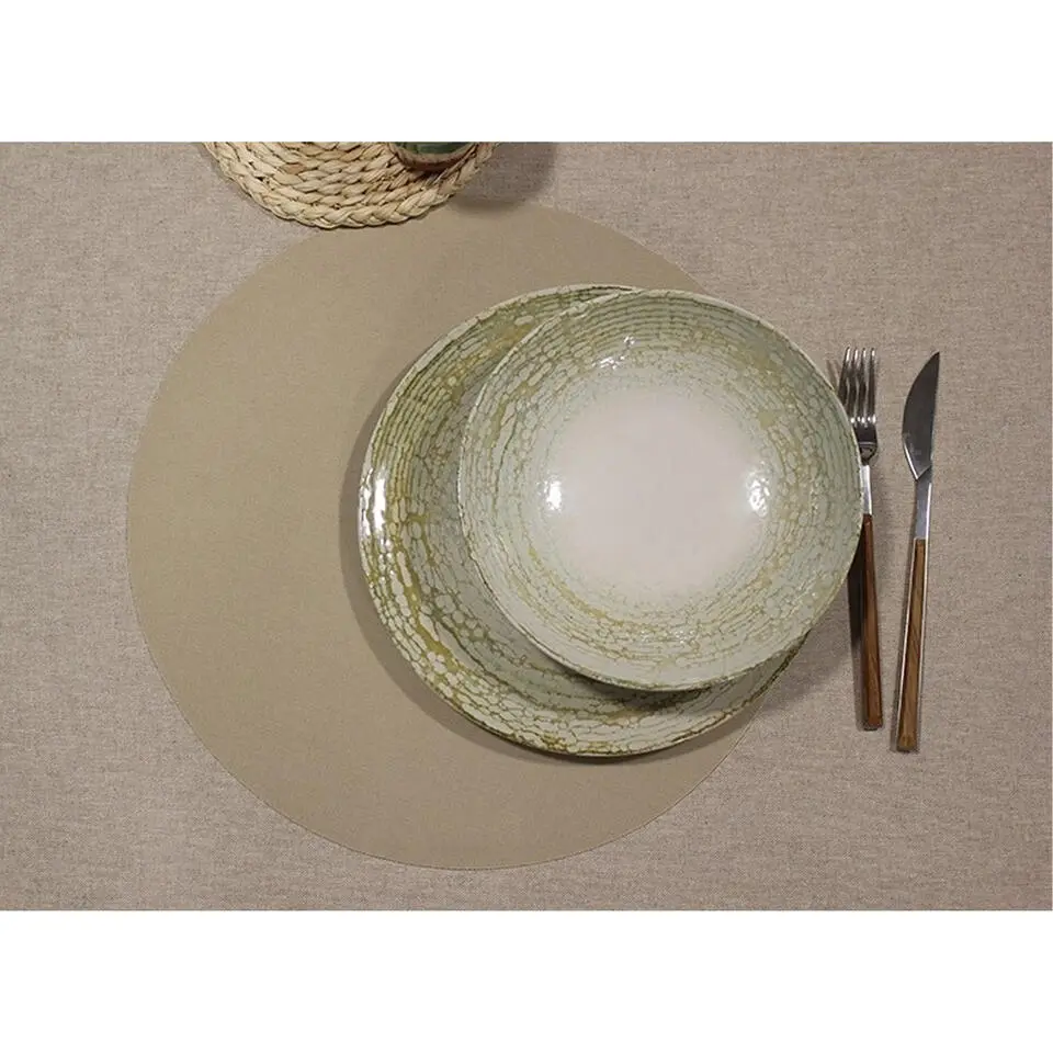 Wicotex Placemats Uni - taupe - rond 38 cm - Teflon coating