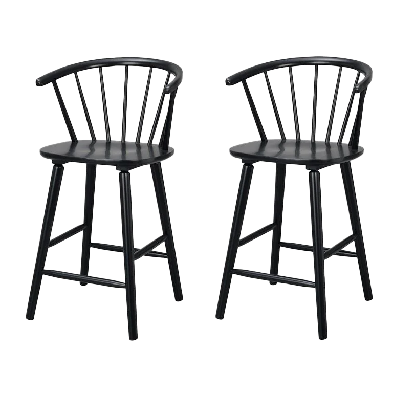 Rowico Home Carmen houten spijlen barkruk zwart - 65 cm - set van 2