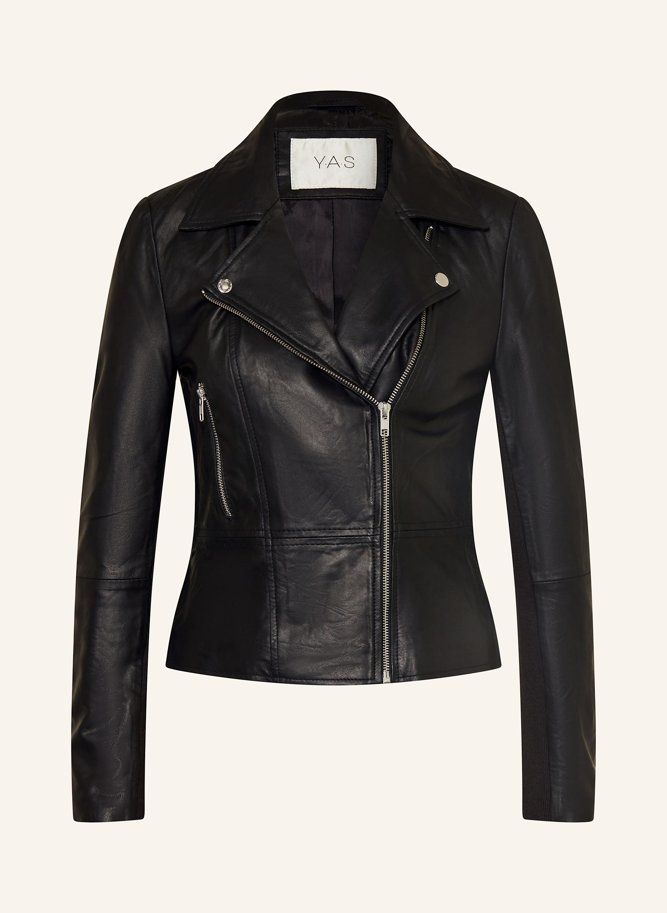 Y.A.S. Lederjacke im Materialmix