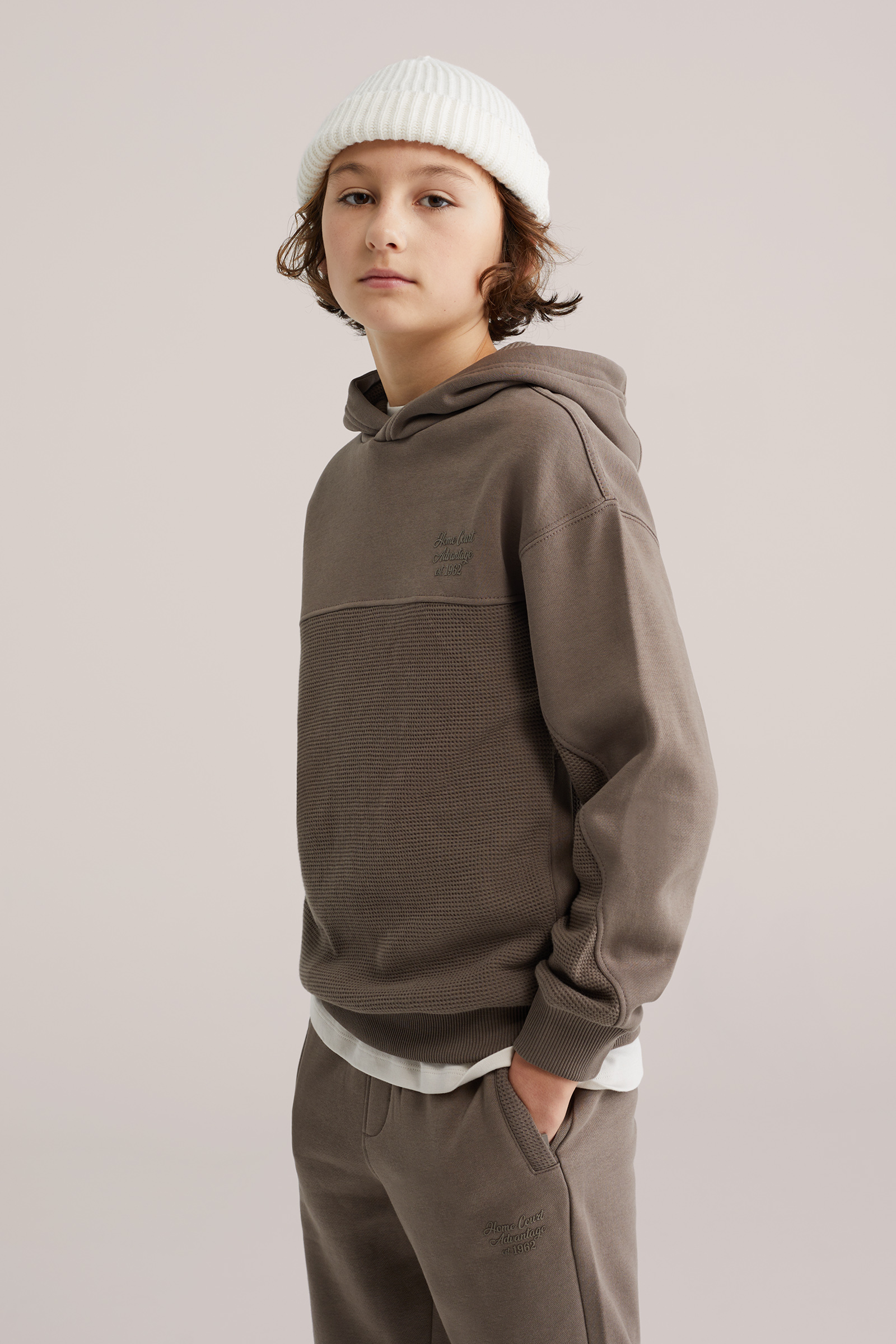 Jongens hoodie met structuur en print
