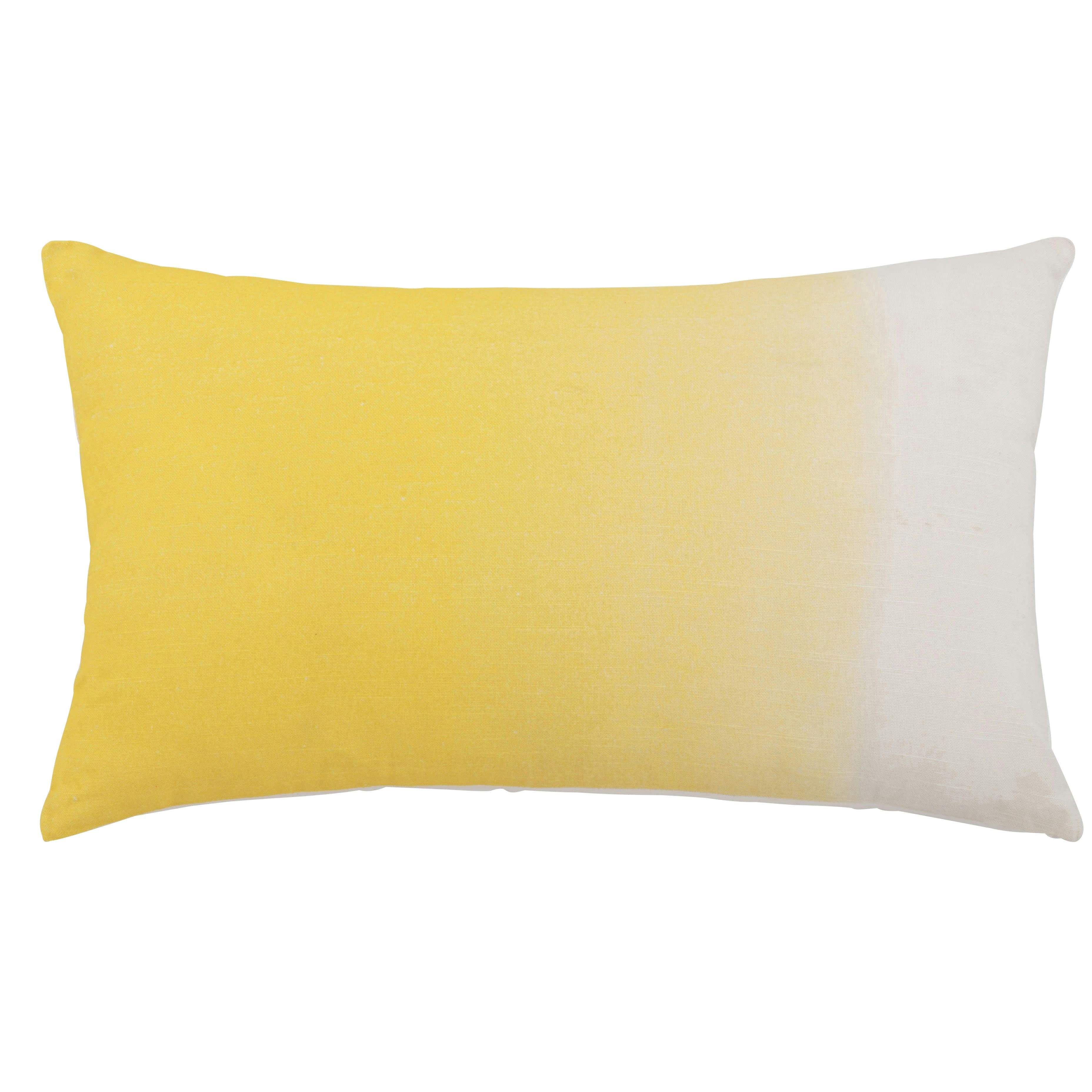 RAIVOSA - Housse de coussin en coton imprimé dégradé jaune et écru 50x30