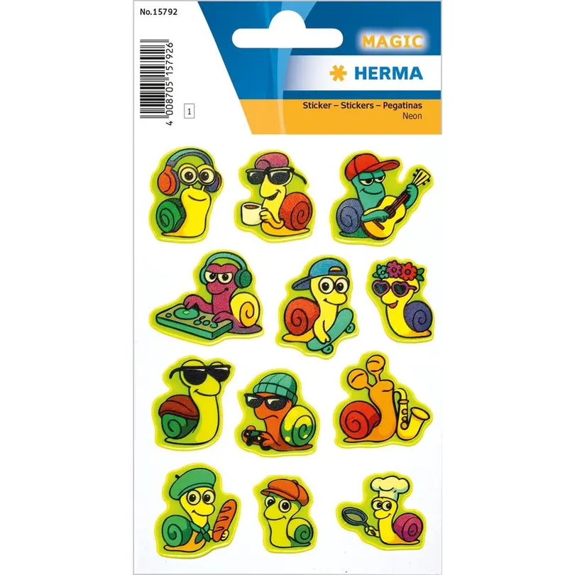Sticker 12er-Set Lustige Schnecken