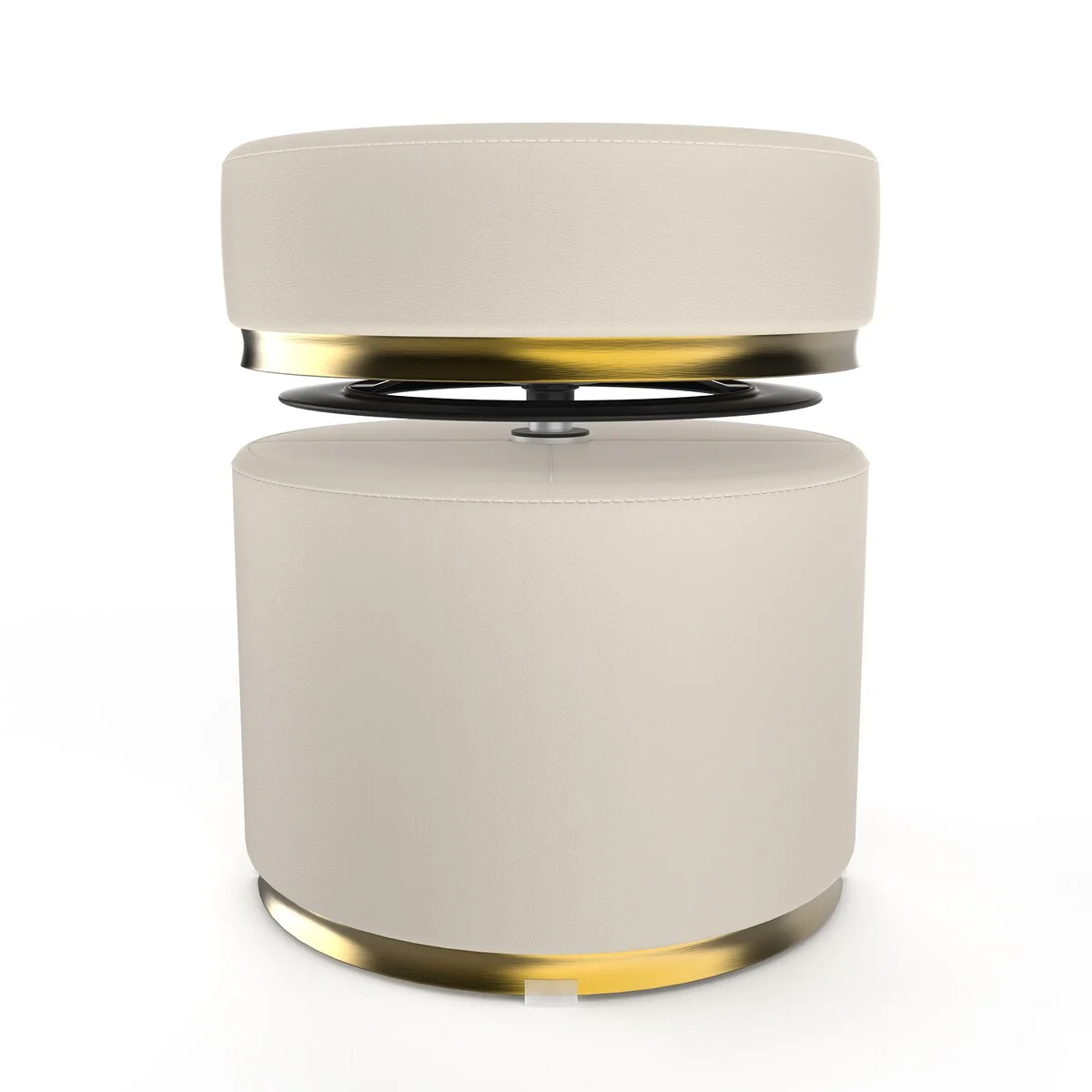 Round Swivel Stool,PU Leather 660LBS Load,360°Adjustable Height Vanity Stool