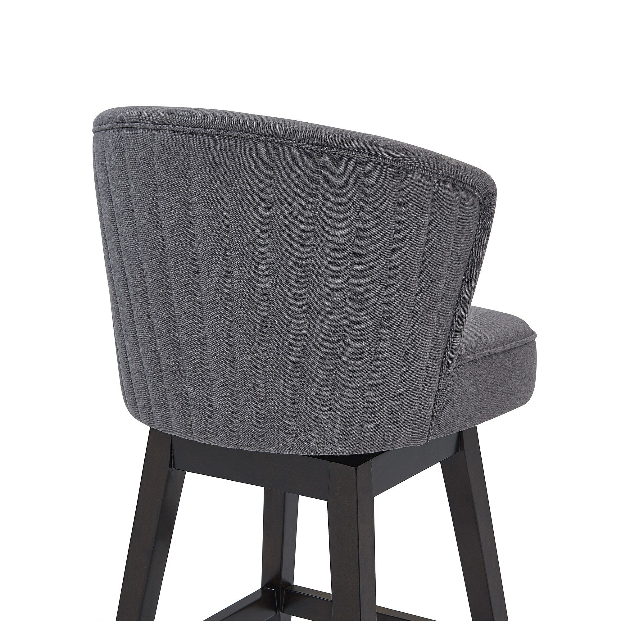 30 Grey Espresso Wood Fabric Swivel Bar Stool