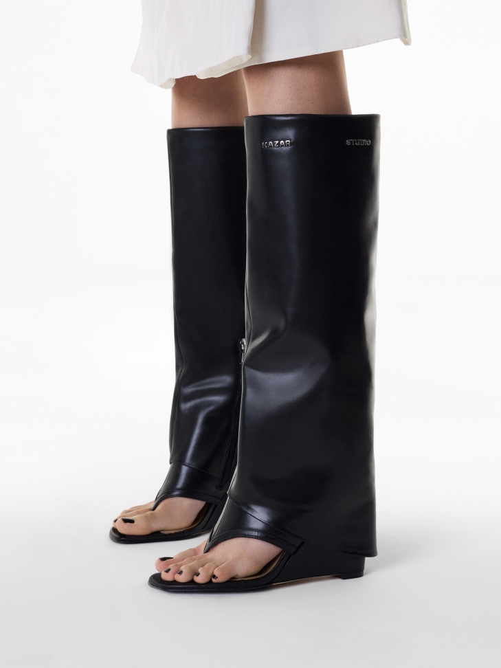 Sandals on a platform with a turned-up long upper