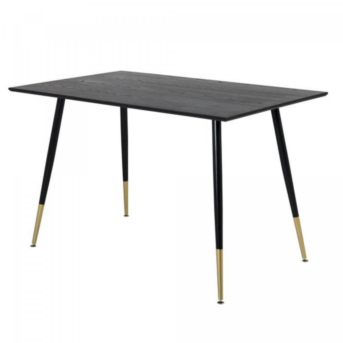 DALA - Table à manger en bois noir pieds dorés
