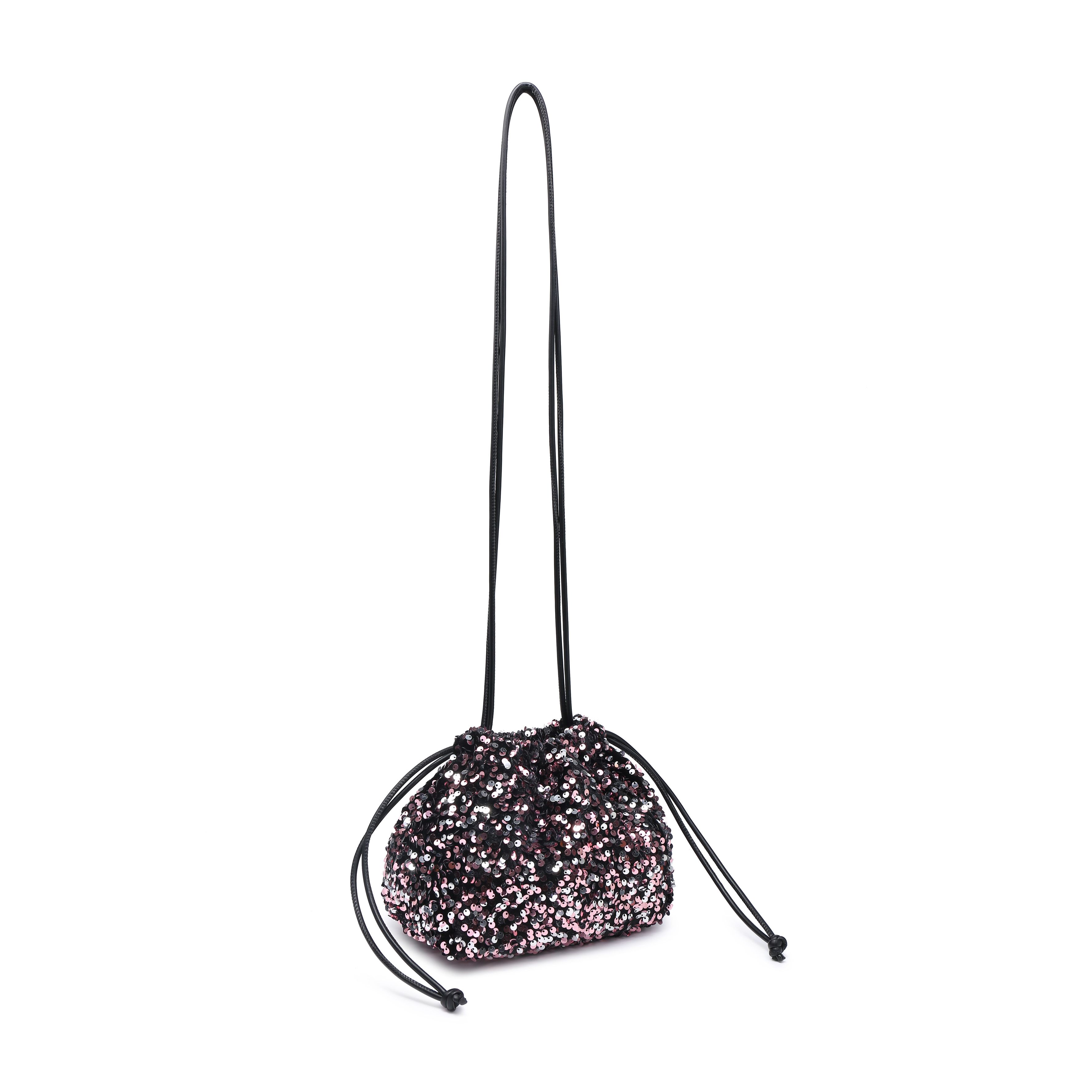JFY Carrier Co. Sequin Draw String Closure Cross Body Bag