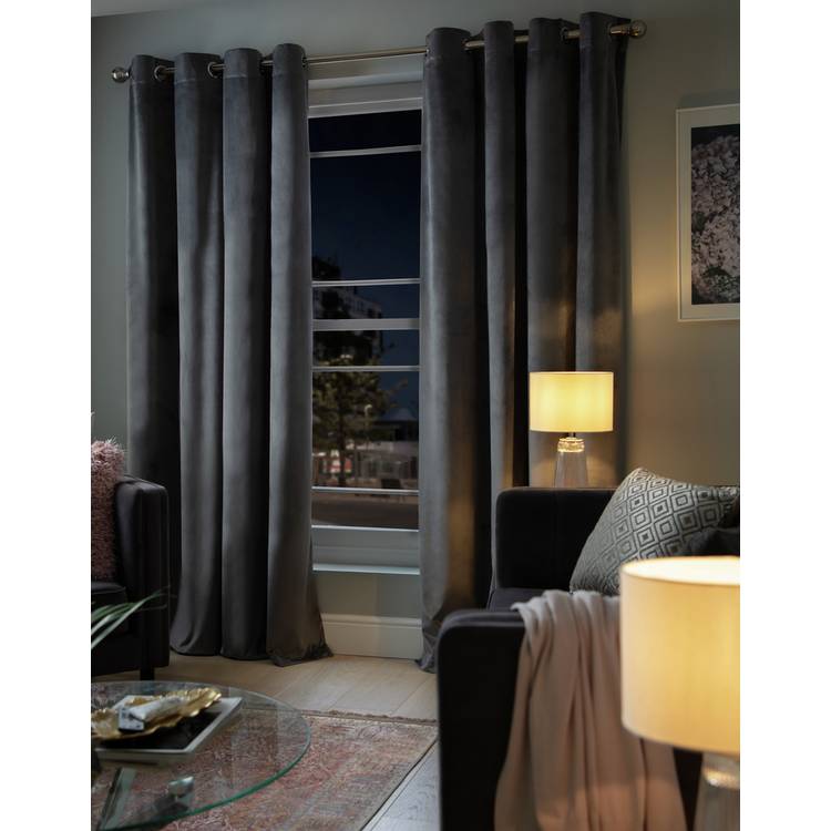 Habitat Dimout Eyelet Curtains - Grey - 117x137cm
