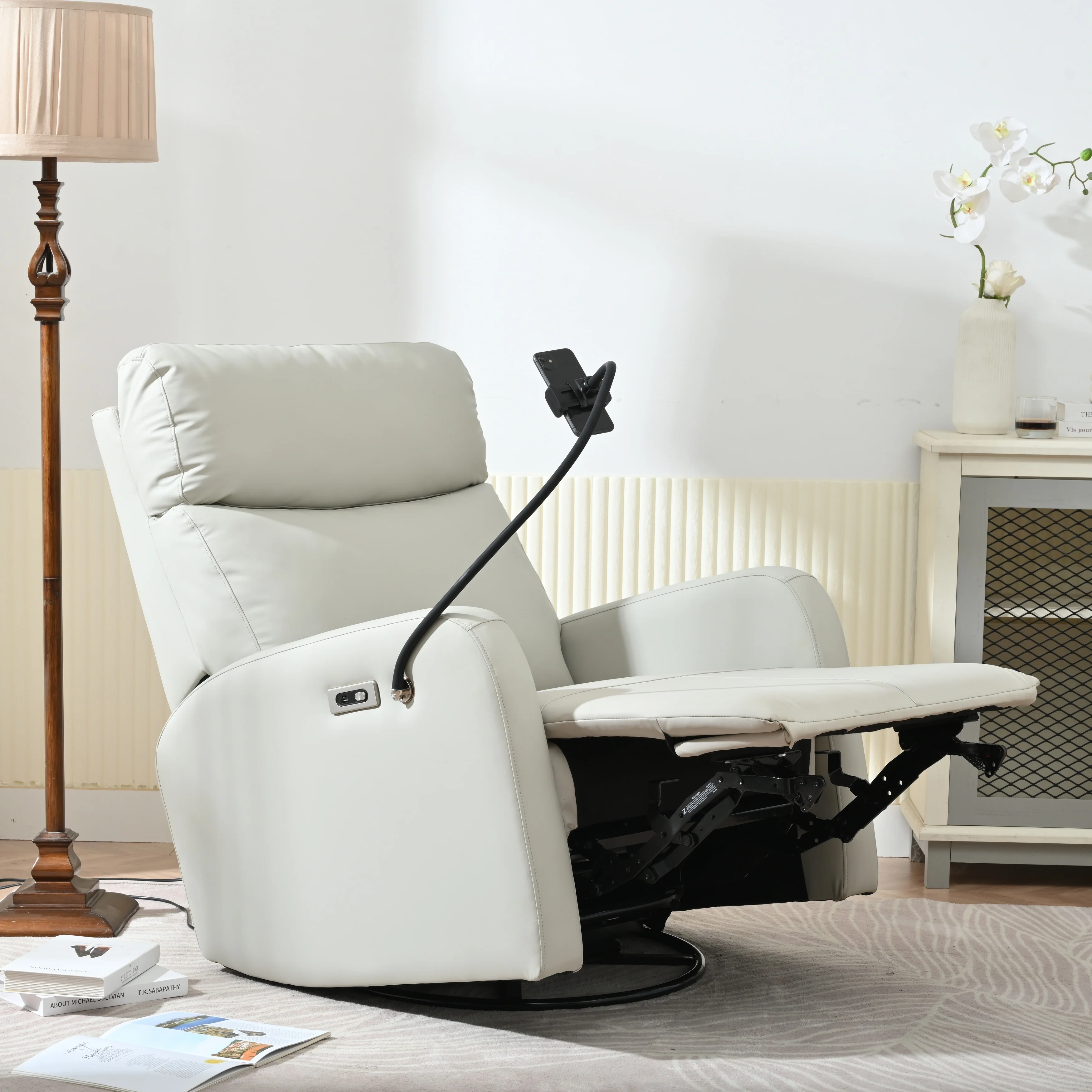 270° Swivel Rocking Recliner with USB Ports, Electric Recline, and Overstuffed Comfort for Ultimate Relaxation