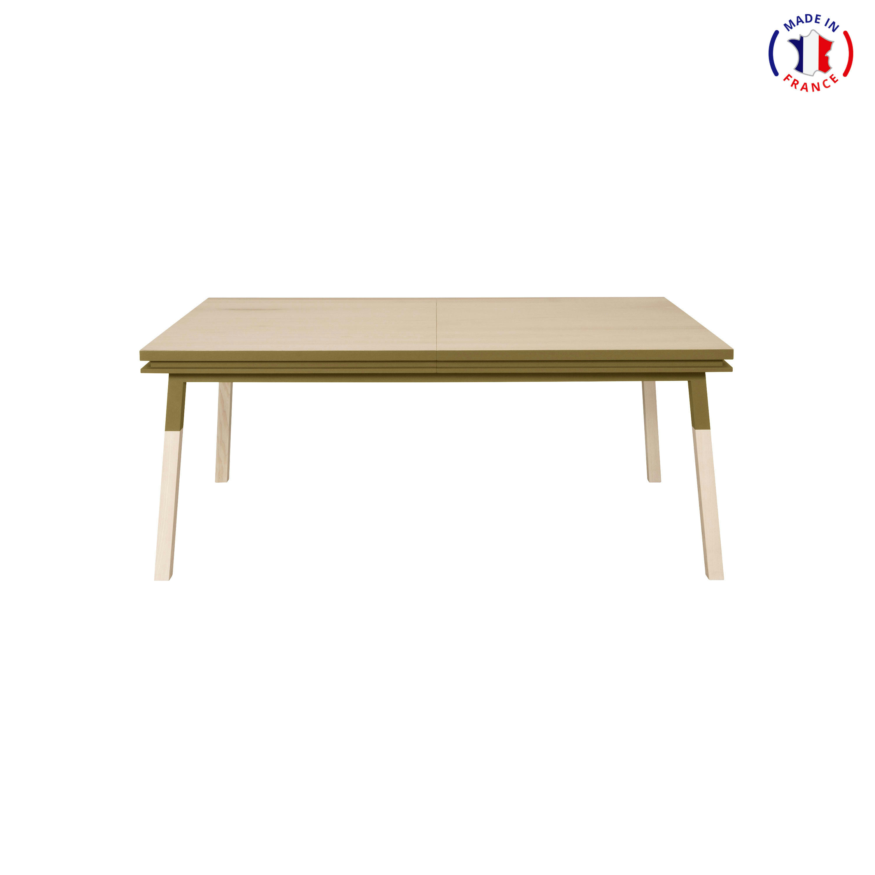 EGEE - Table 180x100 cm en frêne massif, 2 rallonges gris chocolat tanis