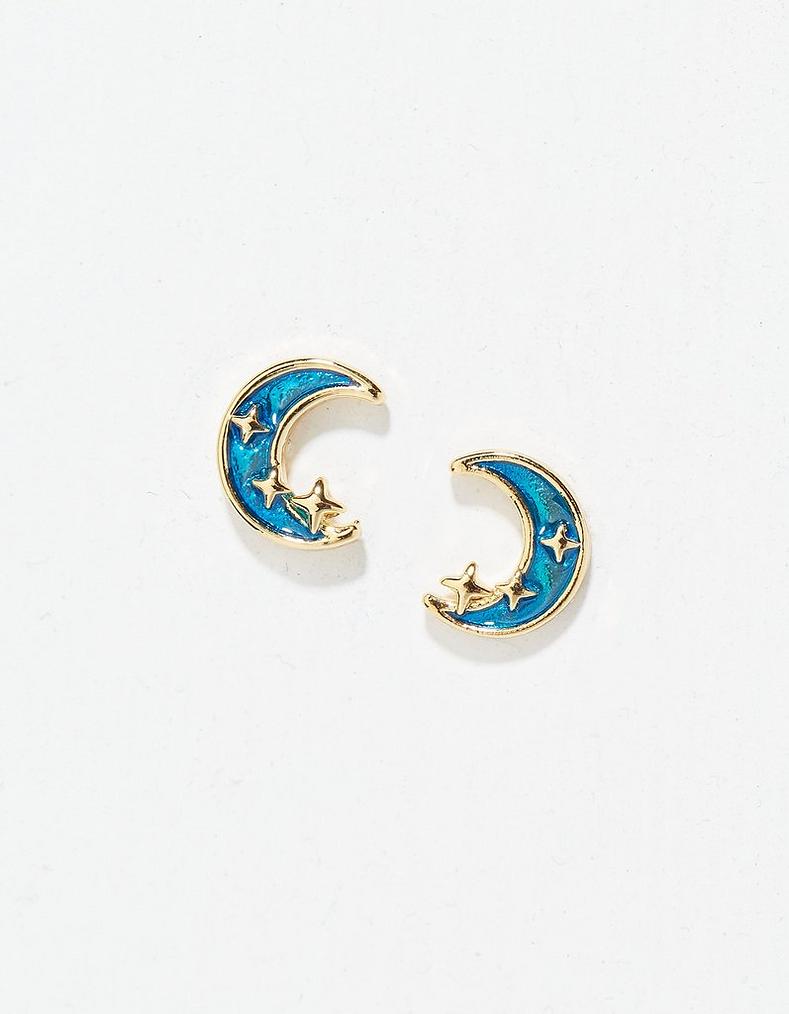 Enamel Moon Studs