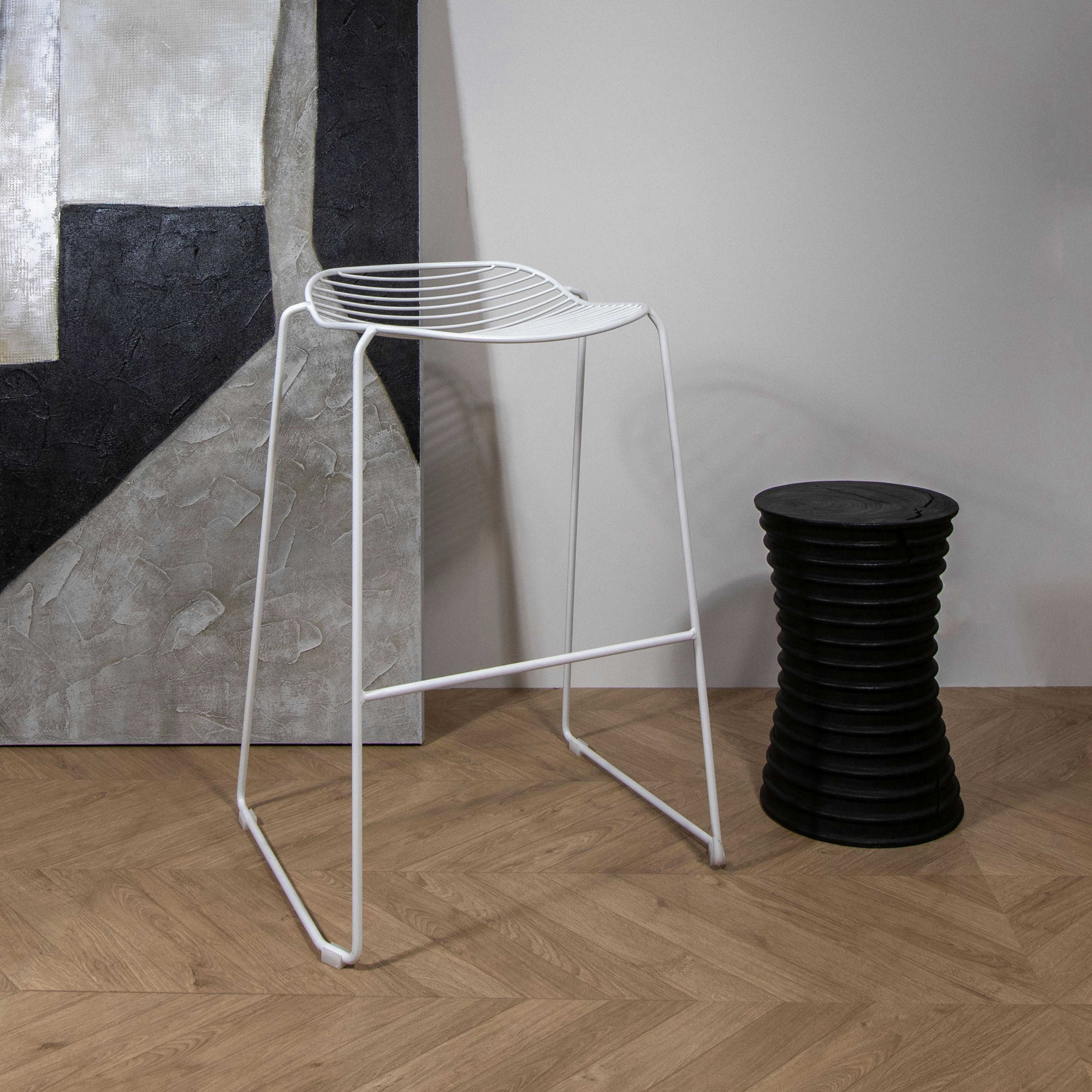 AUSTIN - Lot de 2 tabourets de bar en métal blanc