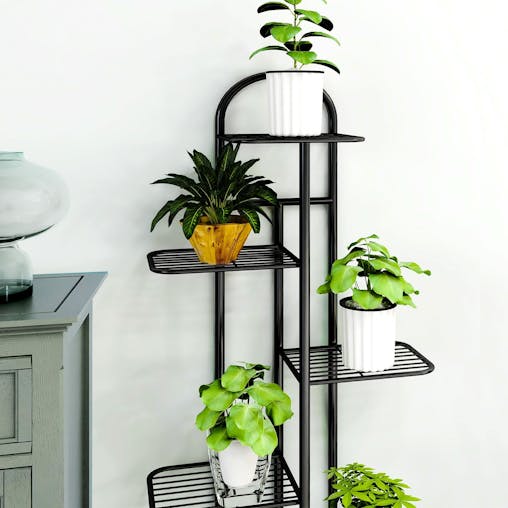 SOGA 2-Pack 8-Tier 9-Pot Black Metal Plant Stand Flowerpot Display Shelf Rack
