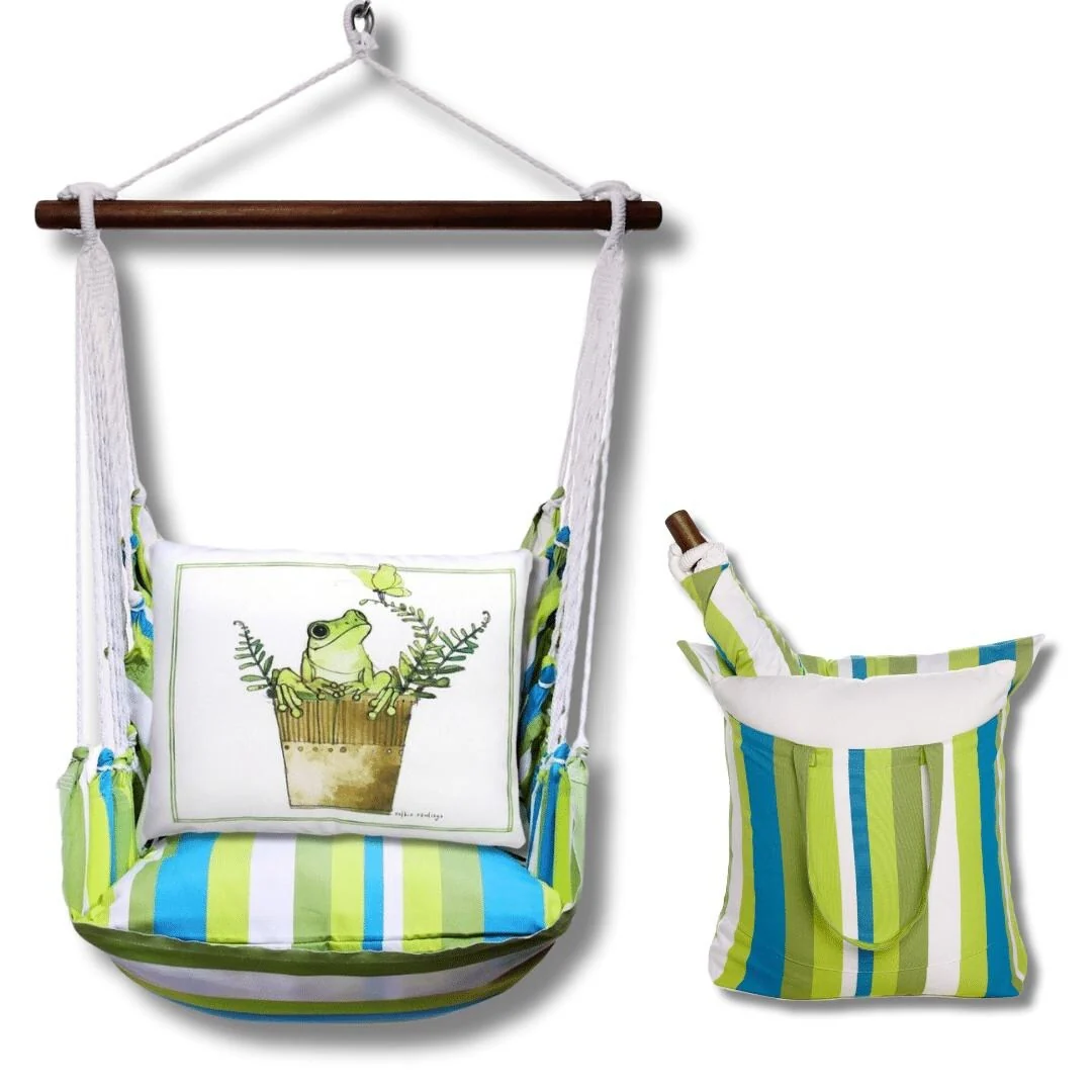 Magnolia Casual Swing Set 4 piece - Beach Boulevard Stripe w/ Frog in Pot