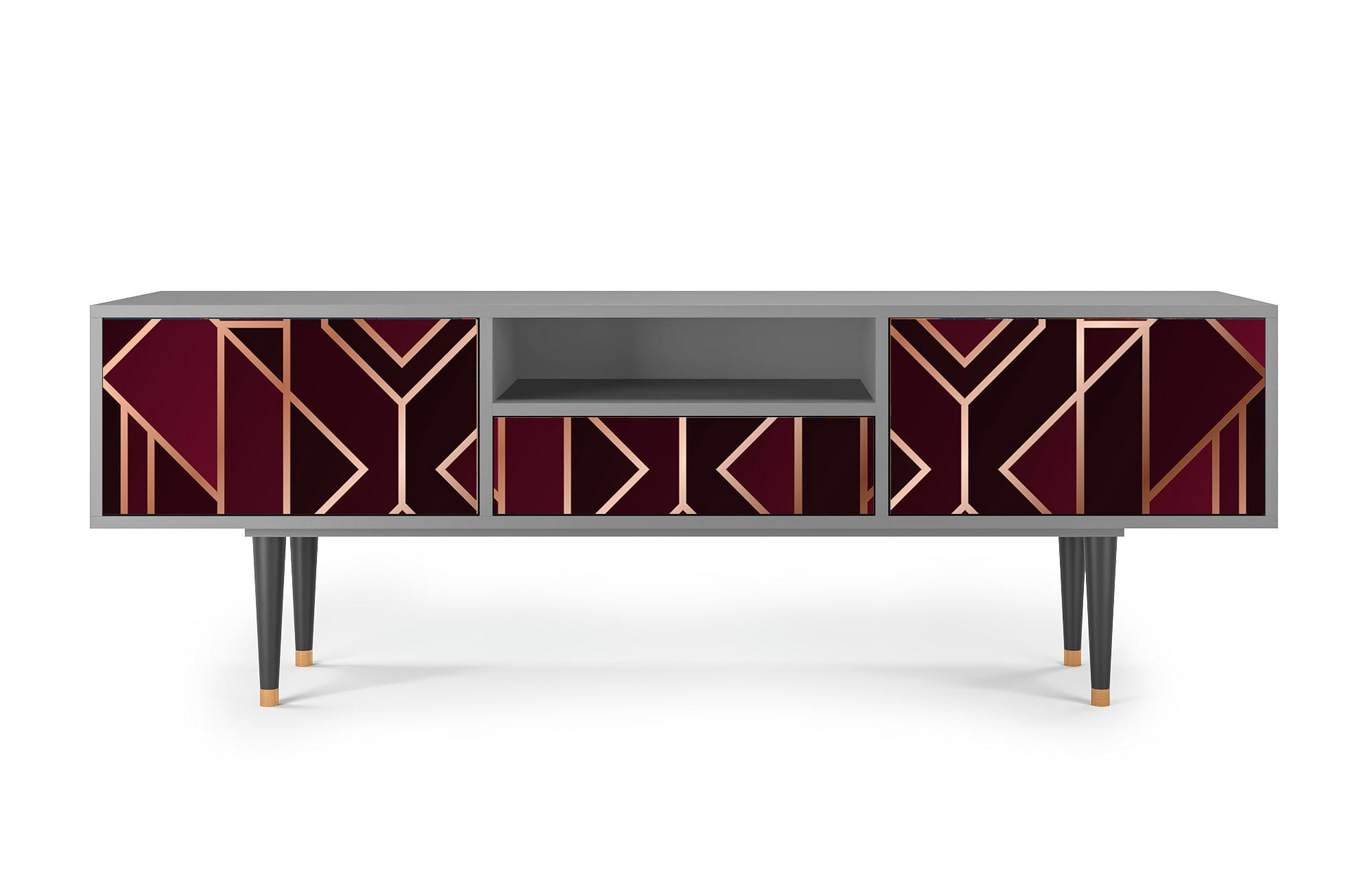 BURGUNDY JEWELERY - Meuble TV  bordeaux 1 tiroir et 2 portes L 170 cm