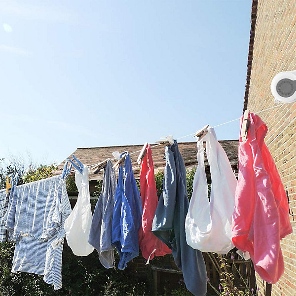 BASHLWUA Corde à Linge rétractable d'extérieur, Double Ligne de Lavage rétractable de 42,65 Pieds Ligne de séchage de vêtements Sè