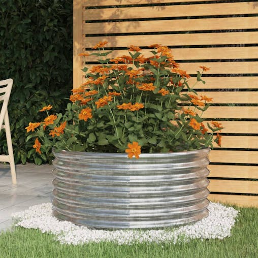 NNEVL Garden Planter Powder-coated Steel 80x80x36 cm Silver
