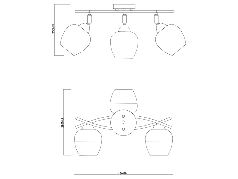Lampa sufitowa Momo 3-punktowa metalowa czarno-srebrna
