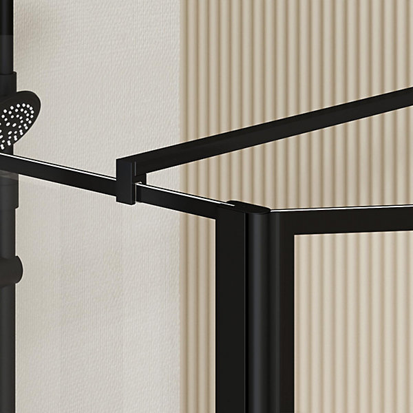 Paroi de Douche avec Volet Pivotant 120 40x195cm - Verre 8mm Anticalcaire - Motifs et Profilés Noir