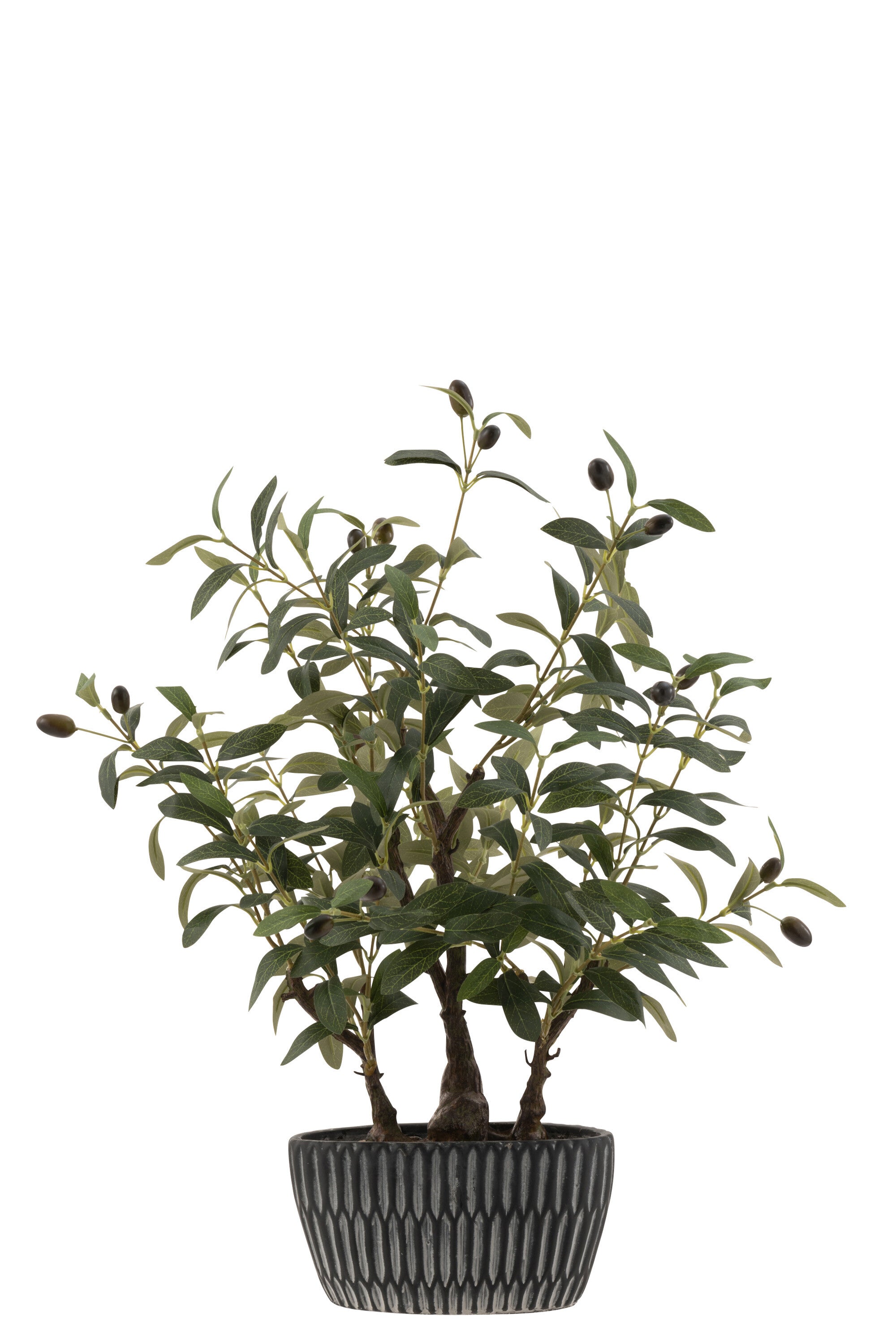 J-Line olijfboom in cement pot - kunststof - groen