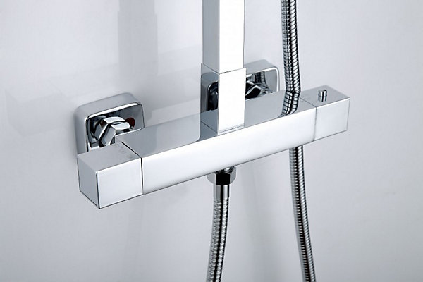 Colonne de douche thermostatique acier inox, tête de douche 20x20cm - 110x15cm - SEDAL 8921 BASIC 20x20cm