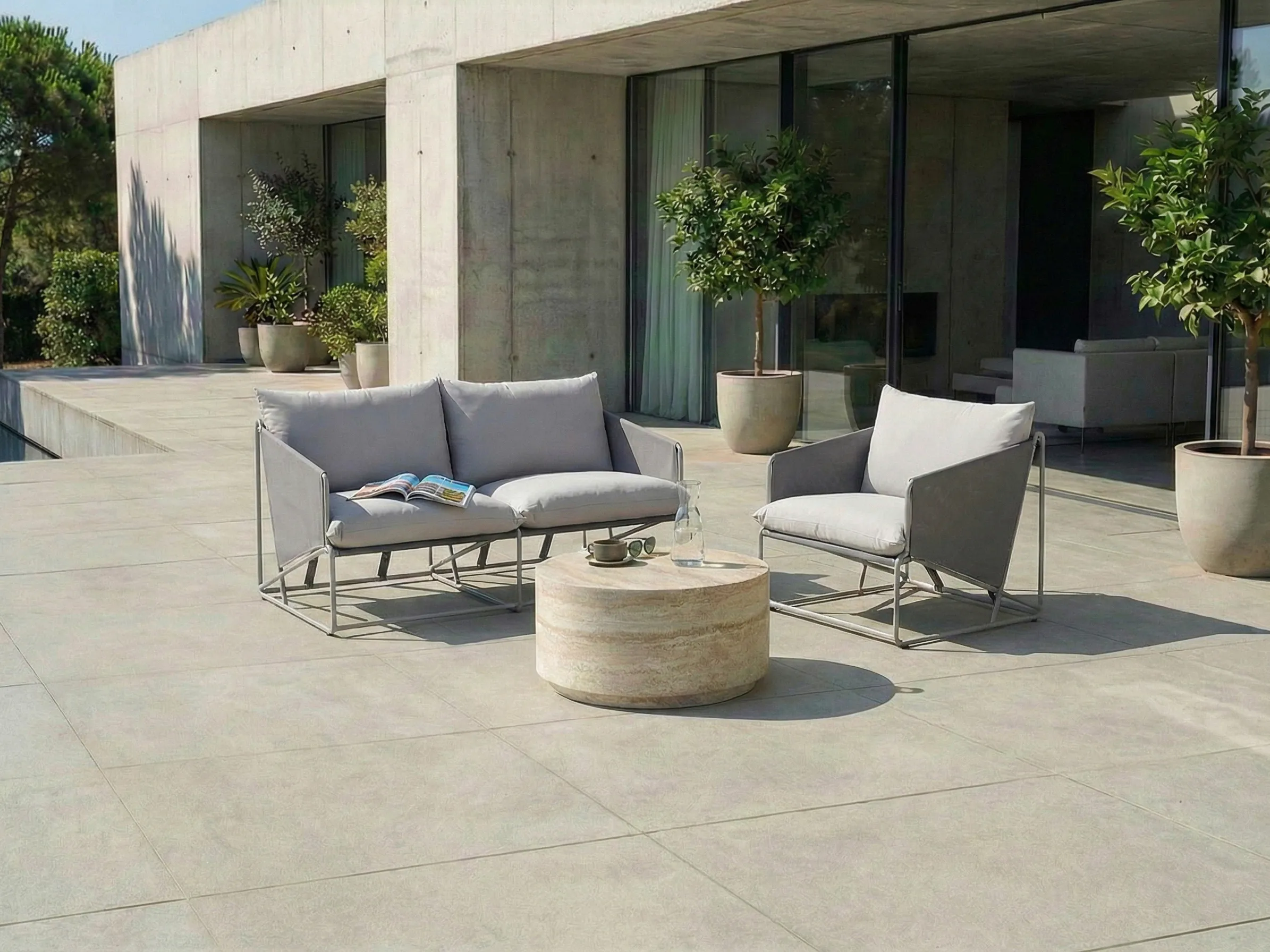 Garden Sofa Set 3 Seater PONTE Metal Grey