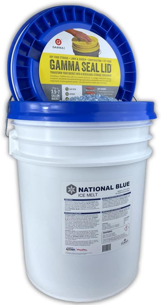 National Blue Ice Melt and Snow Salt 50lb Bucket - Fast Acting Ice Melter - Pet  Plant and Concrete Friendly  Environmentally Safe - Free of Magnesium Chloride - Melts to -15°F